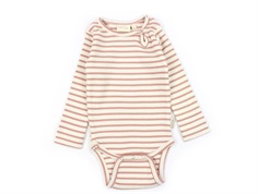 Petit Piao sea shell pink striped bodysuit